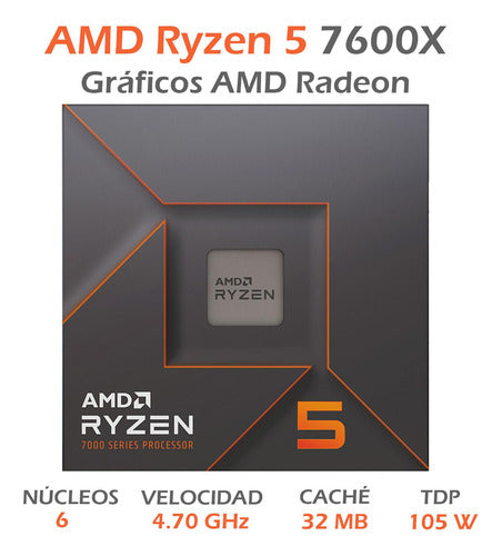 Procesador Amd Ryzen 5 7600x, S-am5, 4.70ghz, Six-core, 32mb