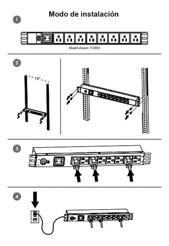 Pdu Intellinet Para Rack 19'' 713993 125v 15a 8 Contactos Color Negro