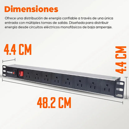 Pdu Intellinet Para Rack 19'' 713993 125v 15a 8 Contactos Color Negro