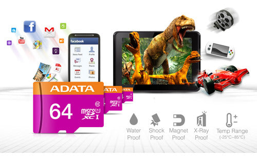 Micro Sd Adata Ausdx64guicl10-ra1 Con Adaptador Sd 64gb