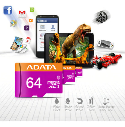 Micro Sd Adata Ausdx64guicl10-ra1 Con Adaptador Sd 64gb