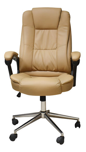 Naceb Tecnología Silla Ejecutiva De Oficina Na-0930c 100 % De Vinilpiel Con Descansabrazos Acojinados Ajustable De 117 Cm- 125 Cm Base Metálica Color Café