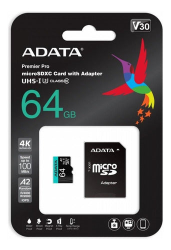 Tarjeta De Memoria Adata Ausdx64gui3v30sa2-ra1 Premier Pro Con Adaptador Sd 64gb