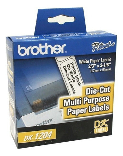 Etiquetas Precortadas Brother Dk1204 Blancas 17x54 Mm 10 Pzs