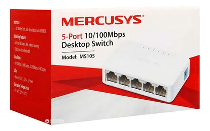 Switch Mercusys Fast Ethernet Ms105, 5 Puertos 10/100mbps