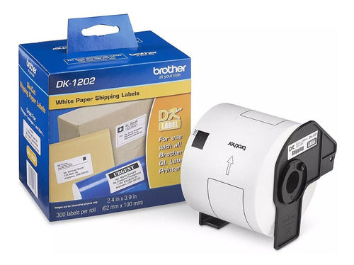 Rollo De 300 Etiquetas Blancas Brother Dk1202 Precor. 62mm