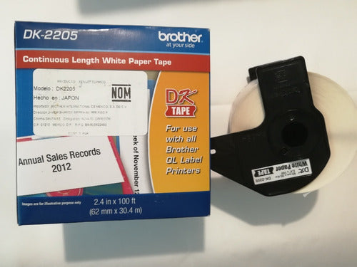 Etiqueta Blanca Papel Brother Dk2205 62 Mm De Ancho X 30.4mt
