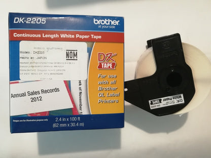 Etiqueta Blanca Papel Brother Dk2205 62 Mm De Ancho X 30.4mt