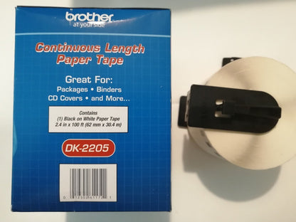 Etiqueta Blanca Papel Brother Dk2205 62 Mm De Ancho X 30.4mt