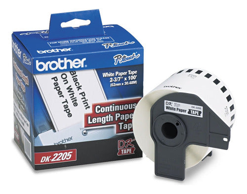Etiqueta Blanca Papel Brother Dk2205 62 Mm De Ancho X 30.4mt
