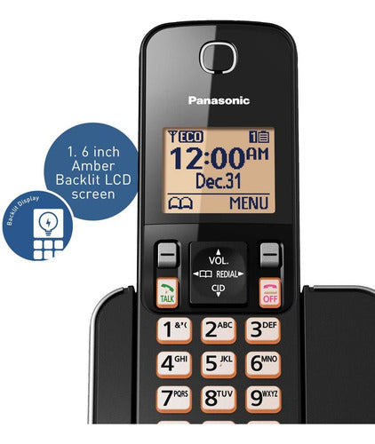Panasonic Teléfono Inalámbrico 2 Auriculares Altavoz, Negro