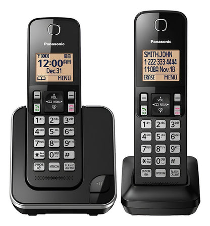 Panasonic Teléfono Inalámbrico 2 Auriculares Altavoz, Negro