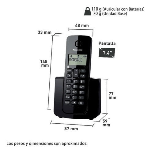 Panasonic Teléfono Inalámbrico Dect, 1 Auricular Negro