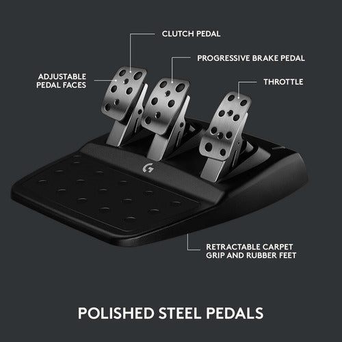 Logitech Volante + Pedales G923, Alámbrico, Usb, Negro