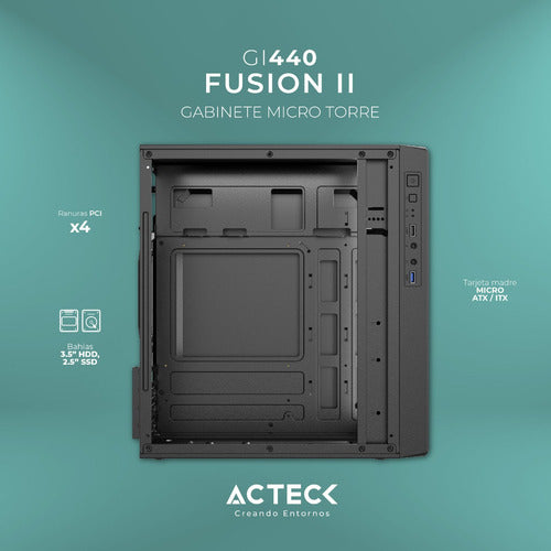 Gabinete Acteck Fusion Ii M-atx Fuente Atx500w Usb 3.0 Negro