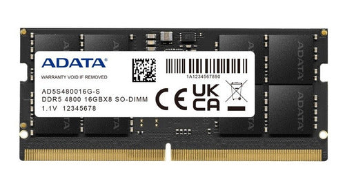 Memoria Ram Adata, Ddr5 16gb Sodimm 4800mhz Ad5s480016g-s