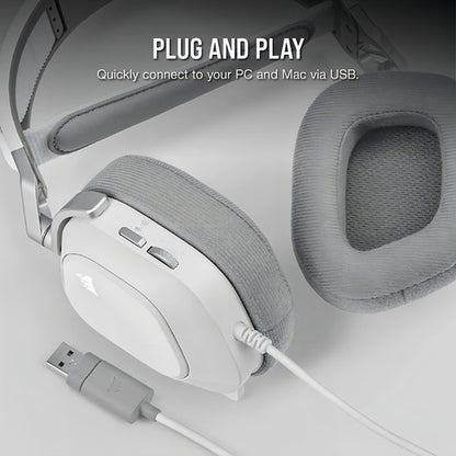 Corsair Audífonos Gamer Hs80 Rgb Usb Alámbrico 1.8m Usb Blan