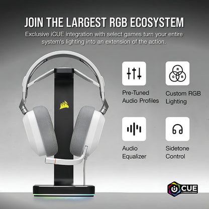 Corsair Audífonos Gamer Hs80 Rgb Usb Alámbrico 1.8m Usb Blan