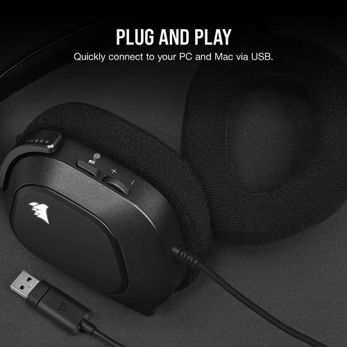 Corsair Audífonos Gamer Hs80 Rgb Usb Alámbrico1.8m Usb Negro