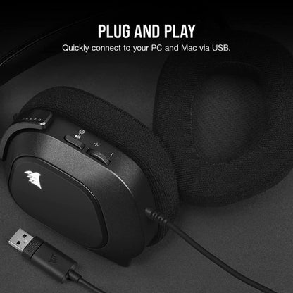Corsair Audífonos Gamer Hs80 Rgb Usb Alámbrico1.8m Usb Negro