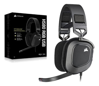Corsair Audífonos Gamer Hs80 Rgb Usb Alámbrico1.8m Usb Negro