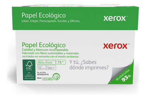 Caja Papel Xerox Ecológico C/5000 Hojas (10 Paquetes De 500)