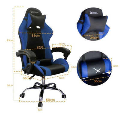 Silla Gamer Xzeal Xz20 Ergonomica Reclinable Azul Xzsxz20a Color Negro/azul Material Del Tapizado Cuero Sintético