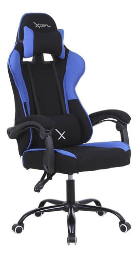 Silla Gamer Xzeal Xz20 Ergonomica Reclinable Azul Xzsxz20a Color Negro/azul Material Del Tapizado Cuero Sintético