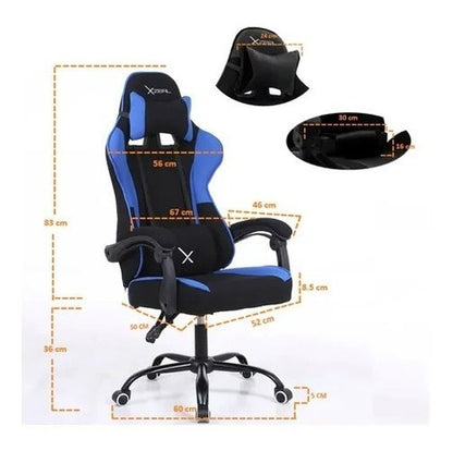 Silla Gamer Xzeal Xz20 Ergonomica Reclinable Azul Xzsxz20a Color Negro/azul Material Del Tapizado Cuero Sintético