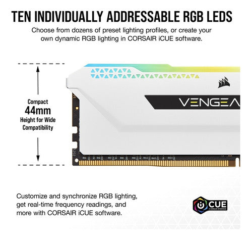 Kit Memoria Ram Corsair Rgb Ddr4, 3600mhz 16gb 2x8gb Blanco