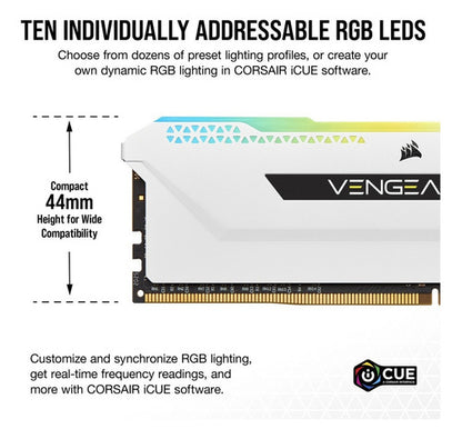 Kit Memoria Ram Corsair Rgb Ddr4, 3600mhz 16gb 2x8gb Blanco