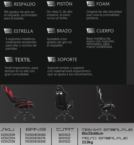 Silla De Escritorio Xzeal Xz20 Gamer Ergonómica  Negra Y Roja