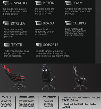 Silla De Escritorio Xzeal Xz20 Gamer Ergonómica  Negra Y Roja