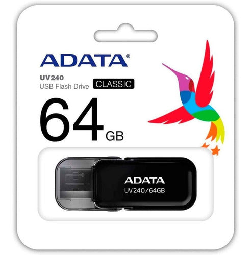 Memoria Usb 64gb 2.0 Adata Uv240 Negra Tapa Nueva Original