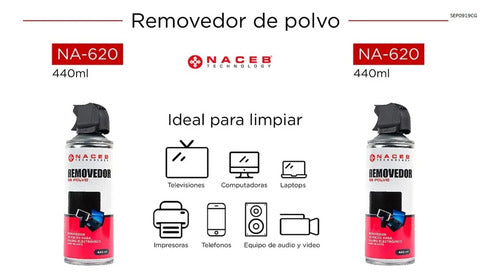 Naceb Aire Comprimido Para Remover Polvo Na-620, 440ml
