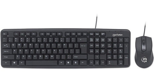 Kit De Teclado Mouse Manhattan 178464 Alámbrico Usb Negro Negro