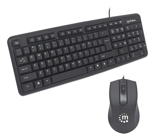 Kit De Teclado Mouse Manhattan 178464 Alámbrico Usb Negro Negro