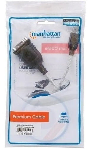 Manhattan Adaptador Rs-232 Usb Macho 45cm Transparente Negro