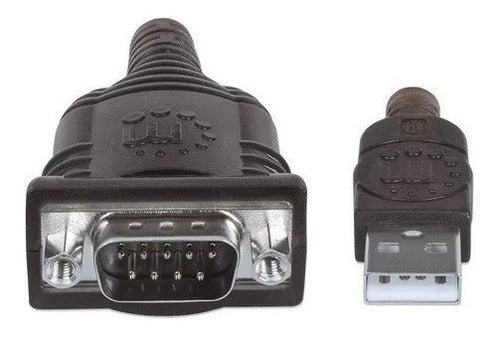 Manhattan Adaptador Rs-232 Usb Macho 45cm Transparente Negro
