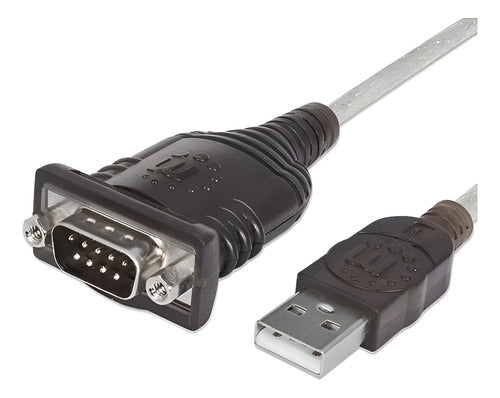 Manhattan Adaptador Rs-232 Usb Macho 45cm Transparente Negro