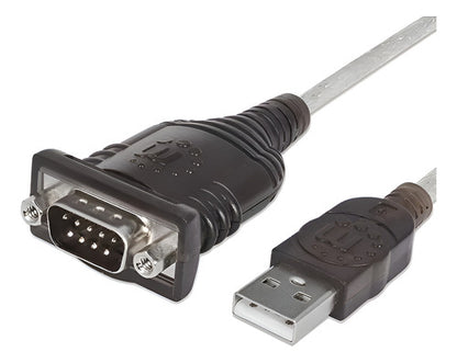 Manhattan Adaptador Rs-232 Usb Macho 45cm Transparente Negro