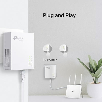 TP-Link TP-PA7017 - Powerline Starter Kit AV1000 Puerto Gigabit, Plug & Play, Ethernet sobre alimentación, tamaño nano con cable, red doméstica expandida con conexiones estables, ideal para Smart TV