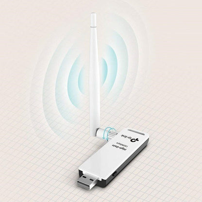 TP-LINK TL-WN722N 150Mbit/s adaptador y tarjeta de red - Accesorio de red (Inalámbrico, USB, 150 Mbit/s, Atheros, 4 dBi, 2.4 - 2.4835 GHz), Blanco