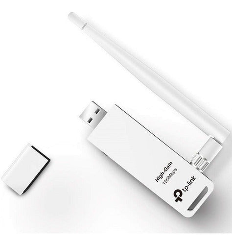TP-LINK TL-WN722N 150Mbit/s adaptador y tarjeta de red - Accesorio de red (Inalámbrico, USB, 150 Mbit/s, Atheros, 4 dBi, 2.4 - 2.4835 GHz), Blanco