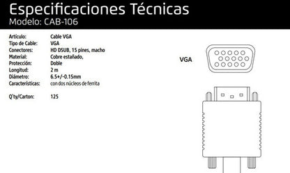 CABLE VGA VORAGO CAB-106 2METROS. BOLSA