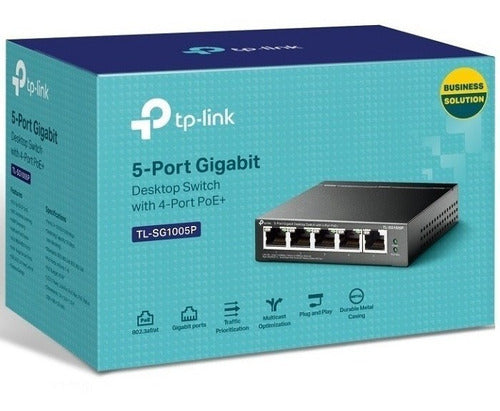 Switch Tp-link Gigabit Ethernet Tl-sg1005p 5 Puertos 10gbit