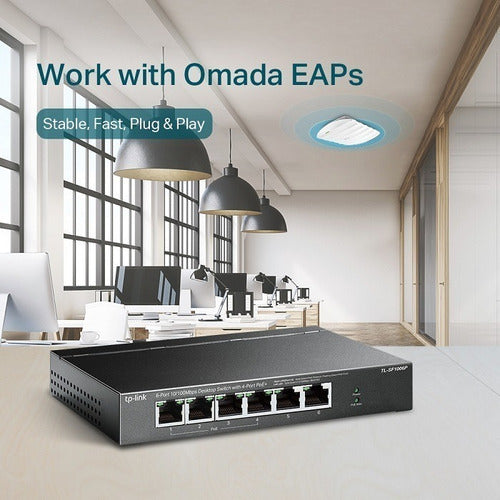 Switch 6 Puertos Tp-link Tl-sf1006p Poe Escritorio 10/100mbp