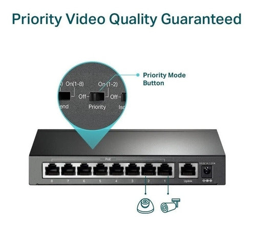 Switch Tp-link Tl-sf1009p 8 Puertos 10/100 Mbps Poe Negr /vc