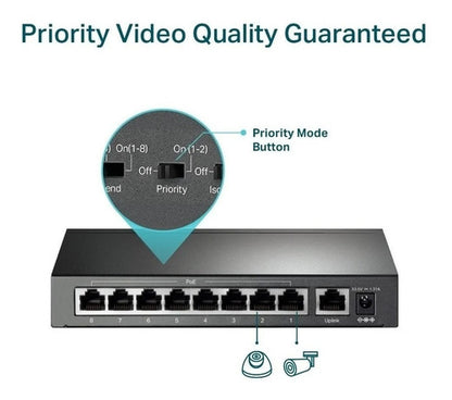 Switch Tp-link Tl-sf1009p 8 Puertos 10/100 Mbps Poe Negr /vc