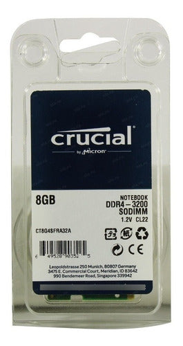 Memoria Ram Color Verde  8gb 1 Crucial Ct8g4sfra32a